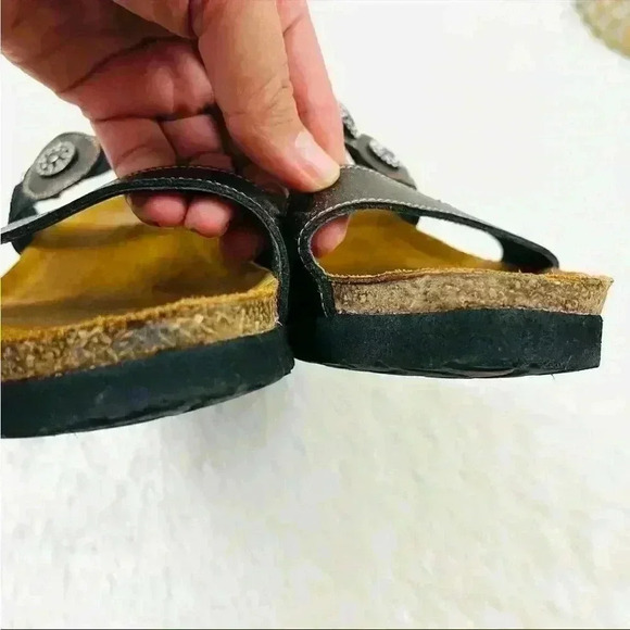 Naot Bronze Double Leather Strap Embellish Suede Cork Comfort Sandal Size 9 - Picture 10 of 14